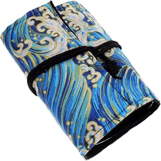Pen Carrying Bag Roll Pencil Roller Quality Colored Pencils Color Pencils Pen Organizer Roll up Pencils Bag Blue Roll Bag Cotton Linen Pen Roll up Case Pen Wrap Organizer