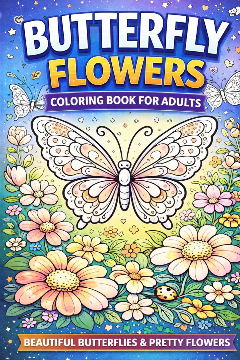 Butterfly Flowers Coloring Book for Adults: Relaxing and Easy Designs for Stress Relief and Mindfulness