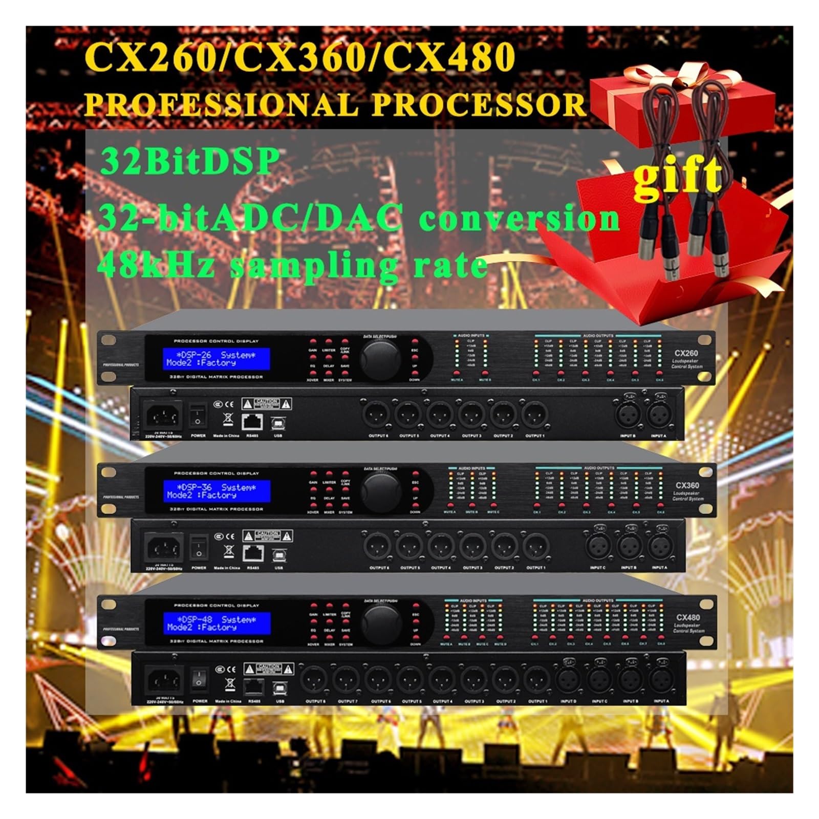 Procesador De Audio Digital Profesional CX260/360/480, Procesador De Audio 32 DSP, Sistema De Altavoces Digital, Matriz Lineal, Puesta En Escena(Cx480)