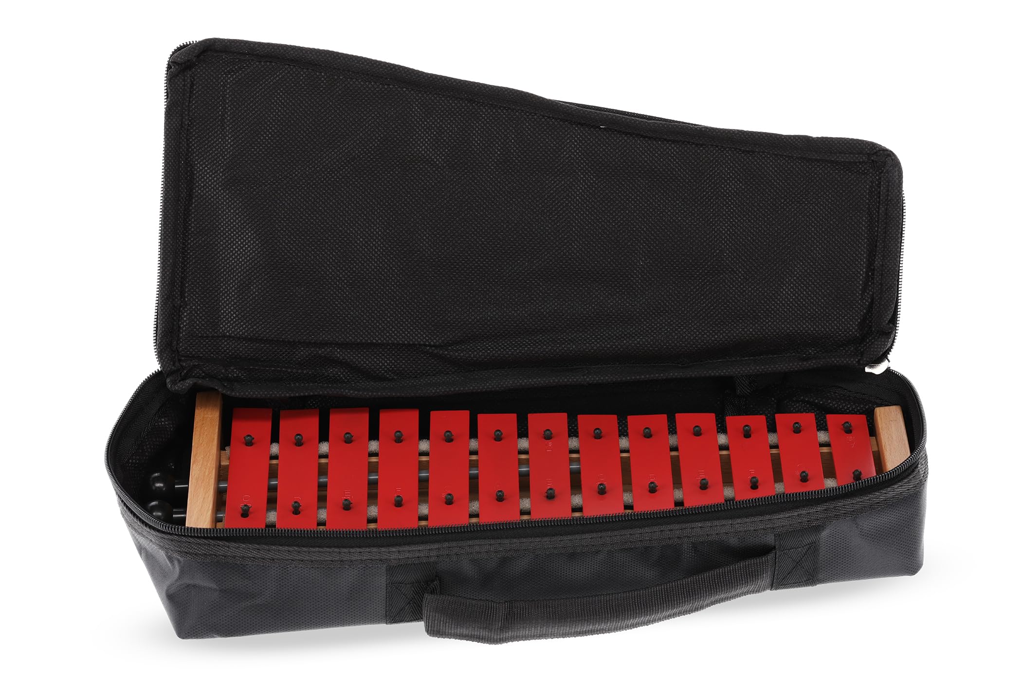GEWA, Glockenspiel G13, G13R Piastre rosse, Estensione C''-A''', Con borsa e porta-battenti, Con due battenti in legno, Lega d'acciaio speciale