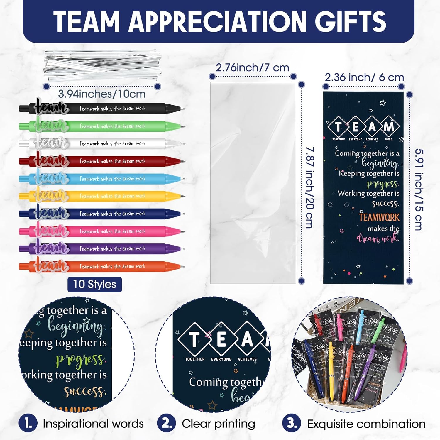 Geyoga 50 Sets Team Pens Gifts Bulk Team Building Gifts Thank You Employees Appreciation Presents for Nurse Office Worker Volunteer Employees Coworker Teacher Staff Group Members
