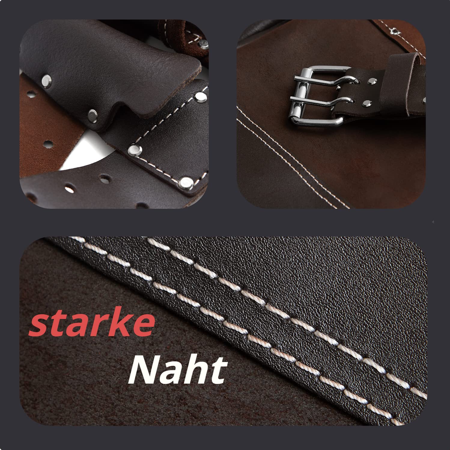 12 Taschen Schreiner Ölüberzogenes Leder Werkzeuggürtel | Handwerker Arbeits Gürtel Schürze für Männer | Werkzeughalter Arbeitsorganizer für Bauherren, Zimmerleute, Gärtner, Elektriker, Diy Er