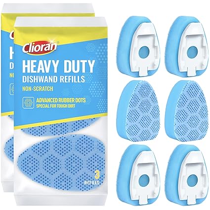 Scrub Dots Dishwand Refills Sponge Heads, Dish Wand Refill Scrubber Replacement Head, Non Scratch Brush Soap Filled Dispensing Handle, Heavy Duty Dishwashing Pads Dispenser Dishwasher Cleaning Tool