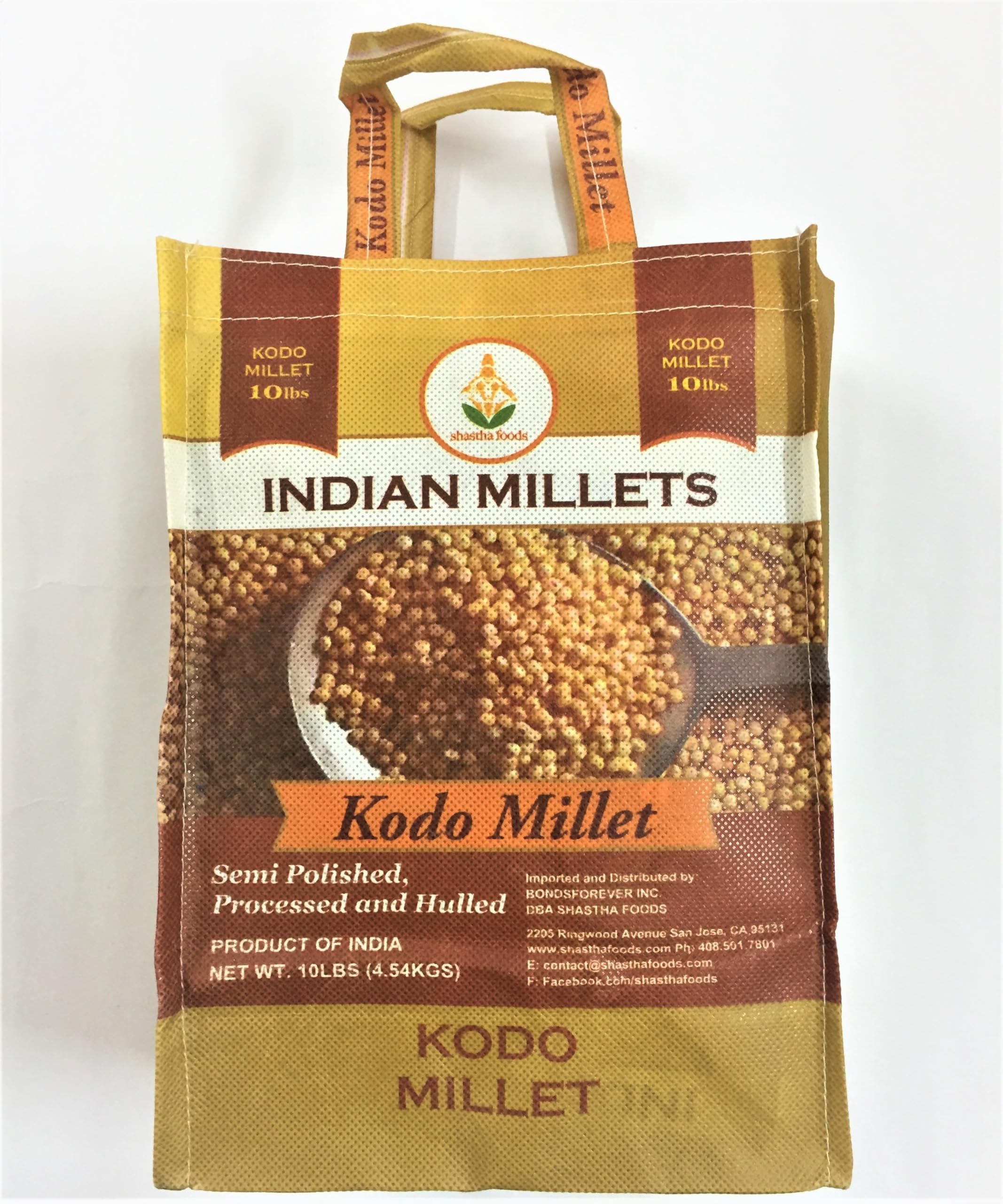 Shastha Kodo Millet (Varagu) - 10 Lbs (Pack of 1) - Processed, Semi polished and Hulled
