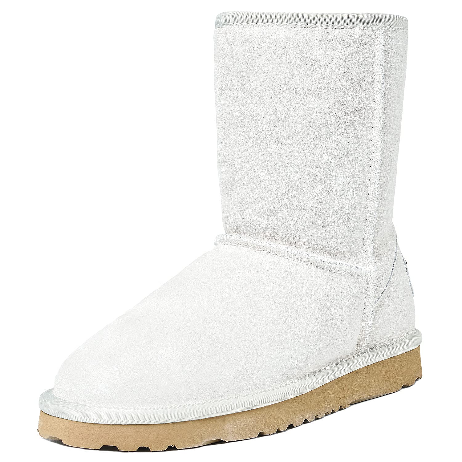 AUSLAND Genuine Suede Women's Classic Snow Boots Waterproof Winter Boot 8.5 Beige Short Boots