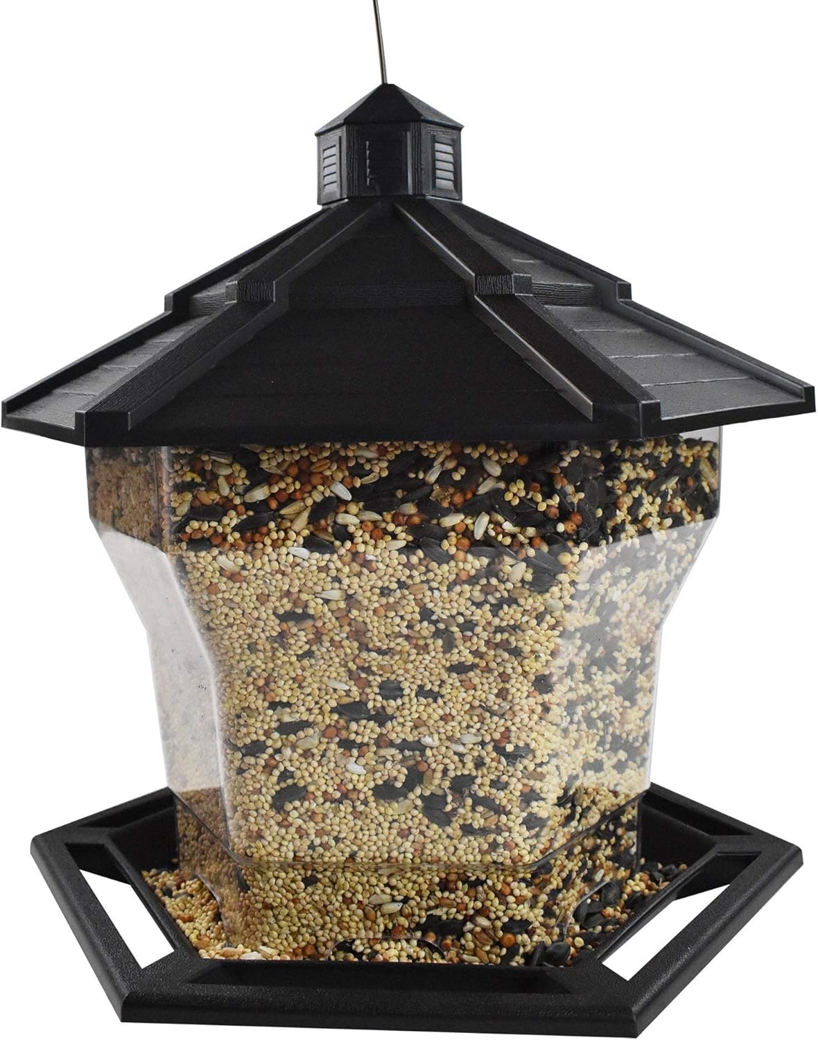 Pennington Black Plastic Hopper Cardinal Wild Bird Feeder, 6 lb. Capacity