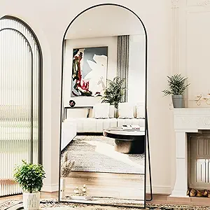 Antok Arched Full Length Mirror, 76"x34" Arched Floor Mirror, Glassless Mirror Full Length with Stand, Floor Mirrors Freestanding, Wall Mounted Mirrors for Bedroom Living Room, Black