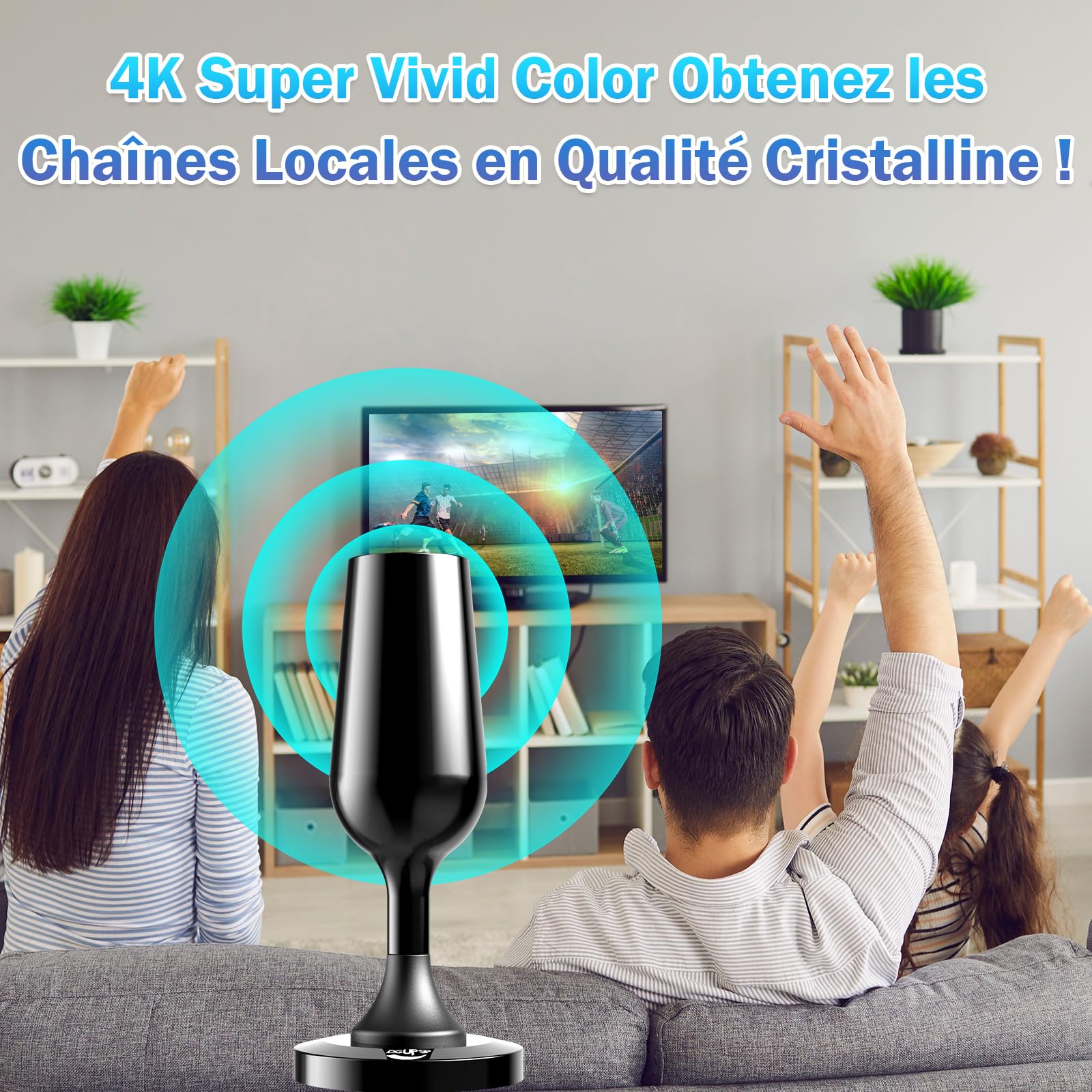 Antenna TV interna potente TNT HD, 2025 più recente Antenna TV interna con amplificatore di segnale ad alto guadagno, ricezione a lungo raggio a 360° con solida base magnetica per,Antenne TNT