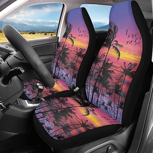 Miniatura 9 de ELEQIN Funda de asiento de coche con flores africanas, protector universal para asiento delantero, color negro, fundas interiores antideslizantes