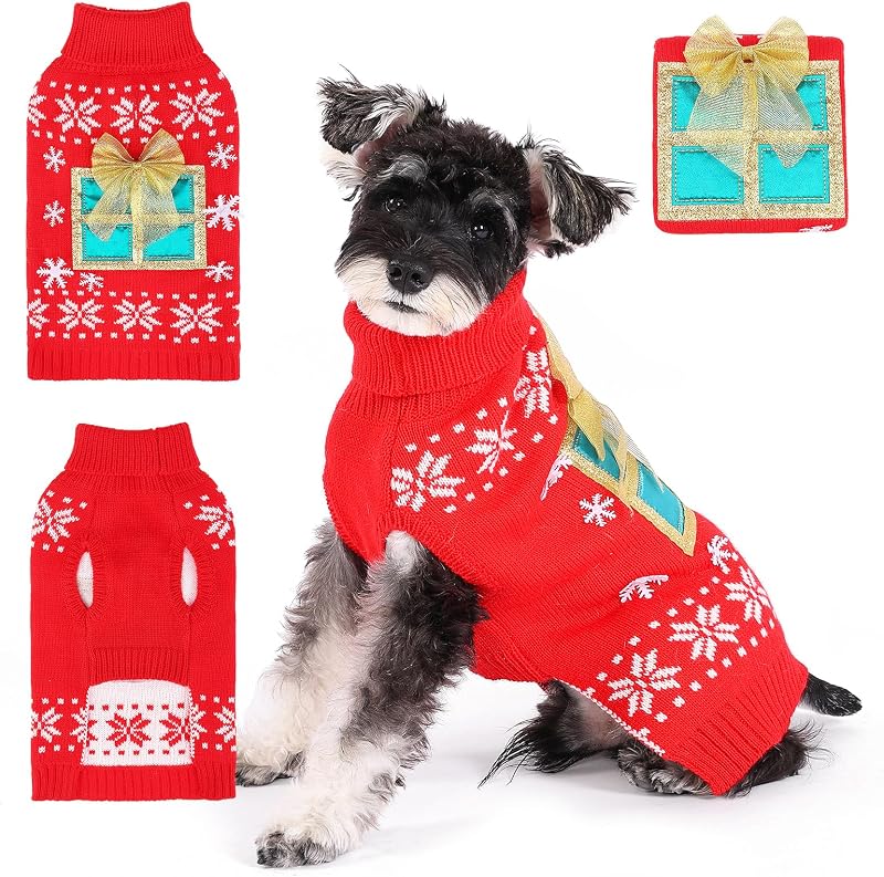 Suéter de Natal para Cães KOOLTAIL em Tricô com Gola Alta, Estampa de Flocos de Neve, Tamanho XS