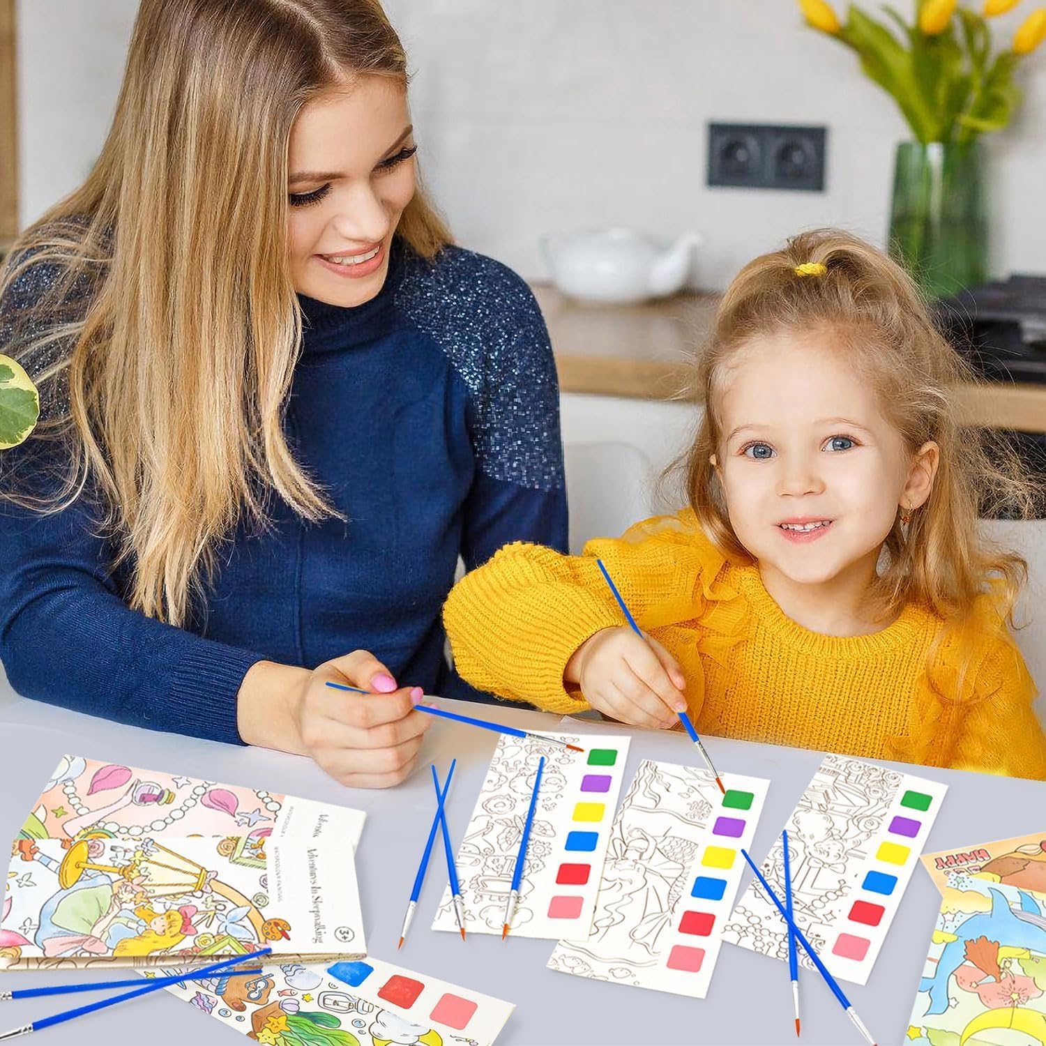 Vileafy Paint with Water Books for Kids Painting Party Favors – 8 Pack Mess-Free Watercolor Activity Set with 24 Brushes, Creative Coloring Books for Classroom Rewards & Travel Art Toys for Ages 4-8 - Image 5