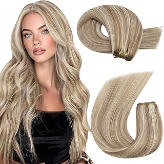 Moresoo Blonde Highlight Sew in Weft Hair Extensions Human Hair Silk Straight Hair Wefts Human Hair Sew in Extensions Ligh Price In India