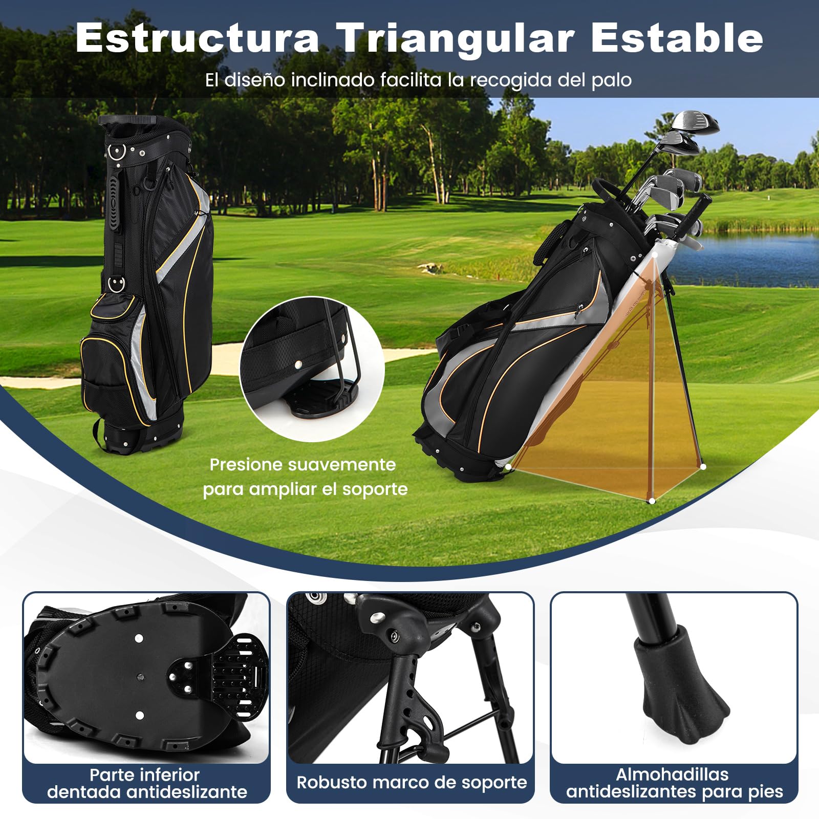 COSTWAY Bolsa de Golf Hombre de Viaje Profesional 9 Pulgadas con Soporte Correa de Transporte