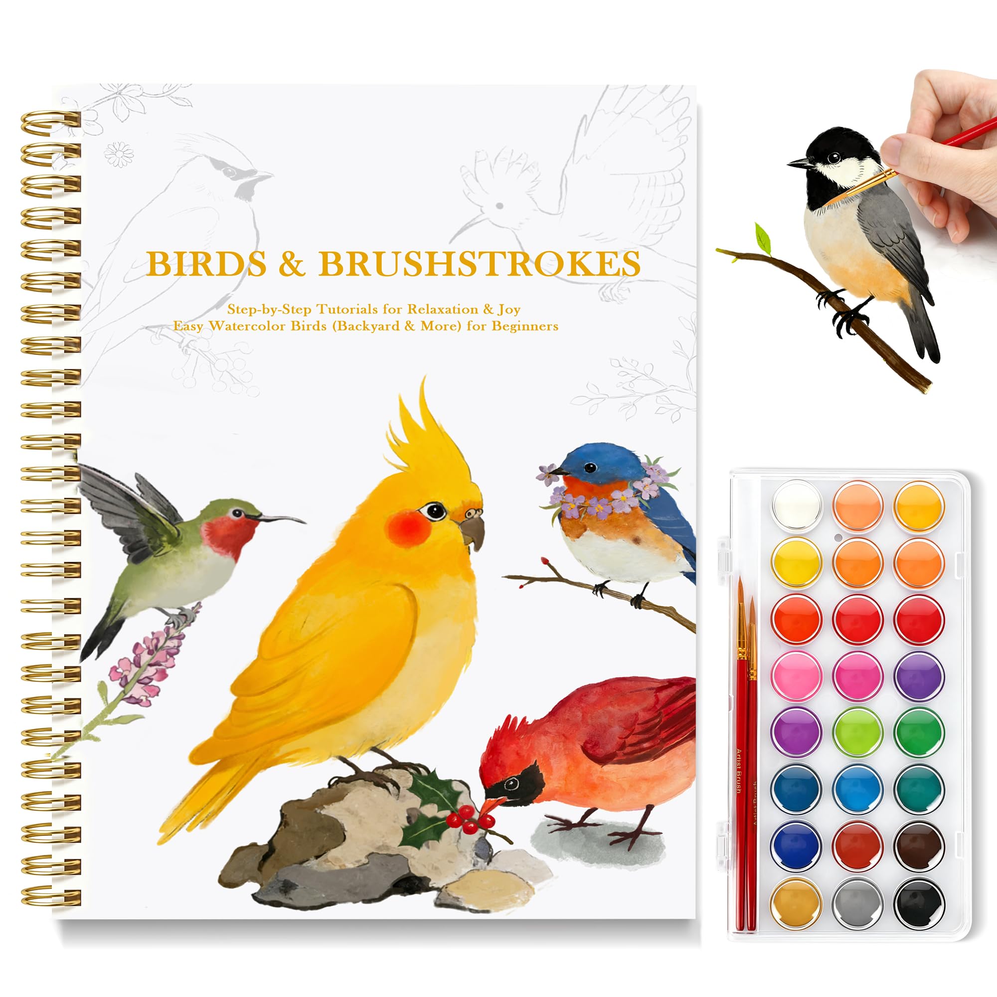 Watercolor Workbook for Beginners - Floral Painting Kit -11