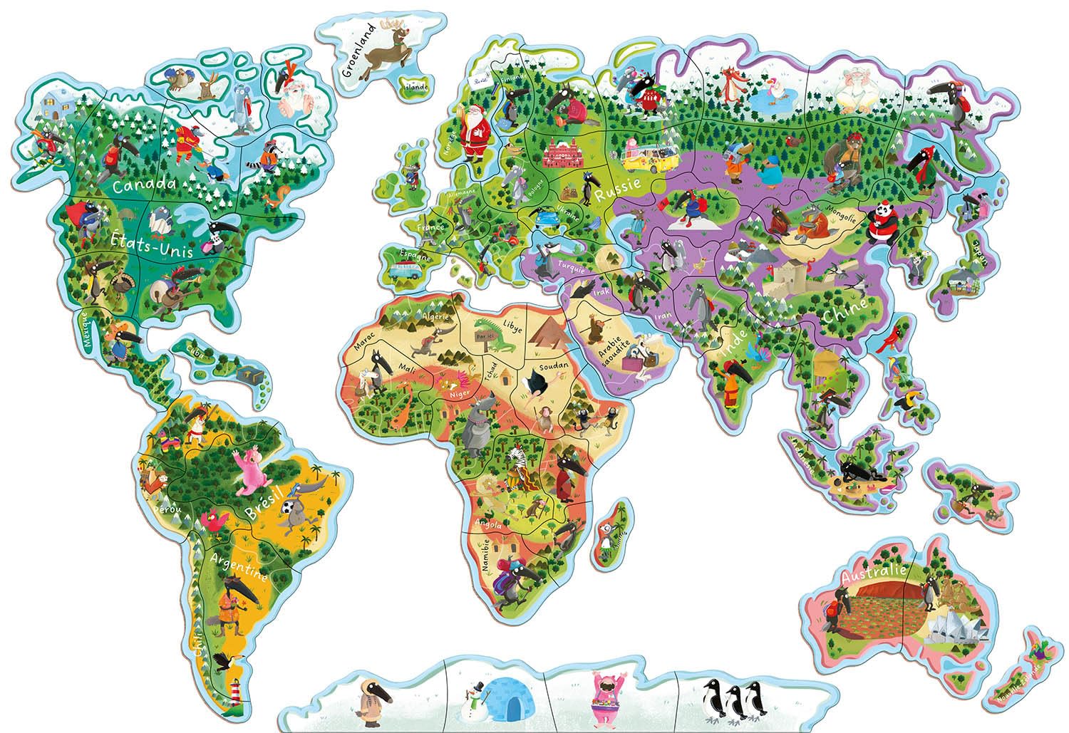 Ma carte du monde magnétique en puzzle - je découvre le monde avec loup: Avec 73 magnets à placer