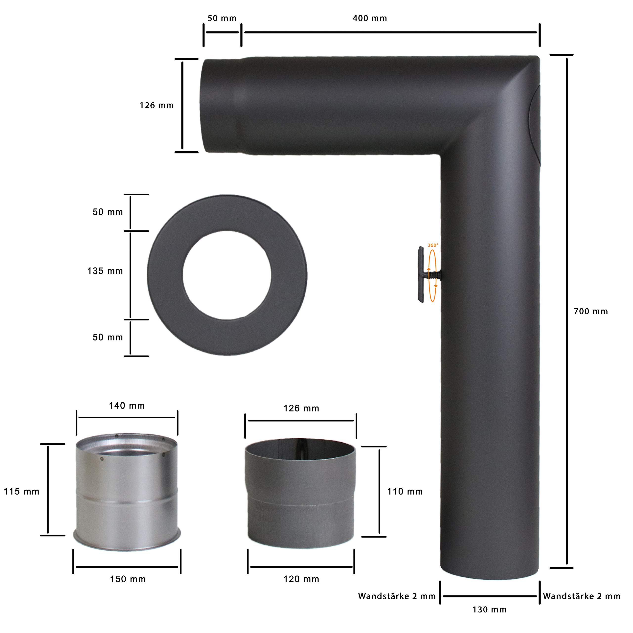 Tubo Per Fumo, Estensione Per Canna Fumaria, 80-130, Diametro 0,6 - Foto 12