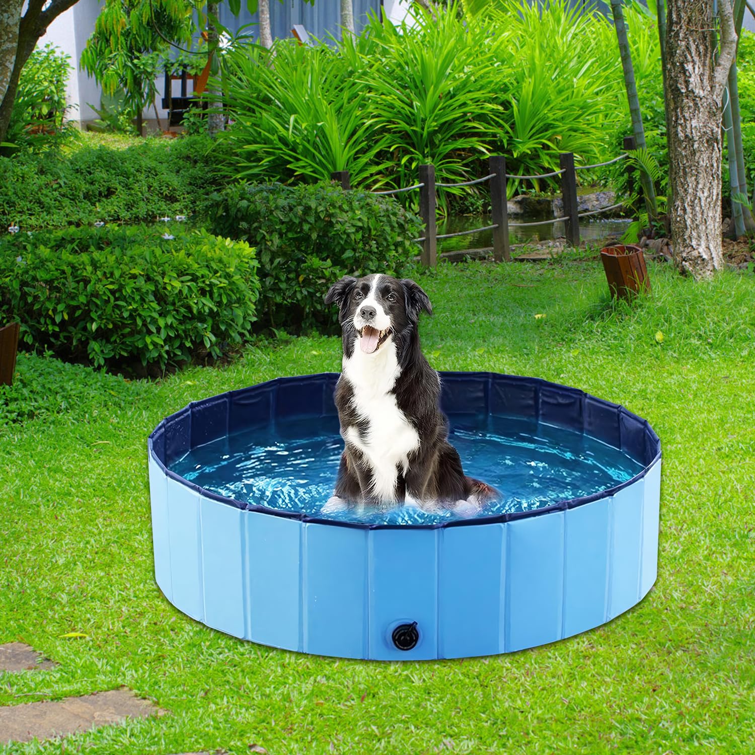 Piscine Pliable pour Chien,80 * 20CM Piscine pour Grands et Petits Chiens,Pliable en PVC Bassin pour Chiens,Baignoire pour Chien pour Intérieur(Bleu)