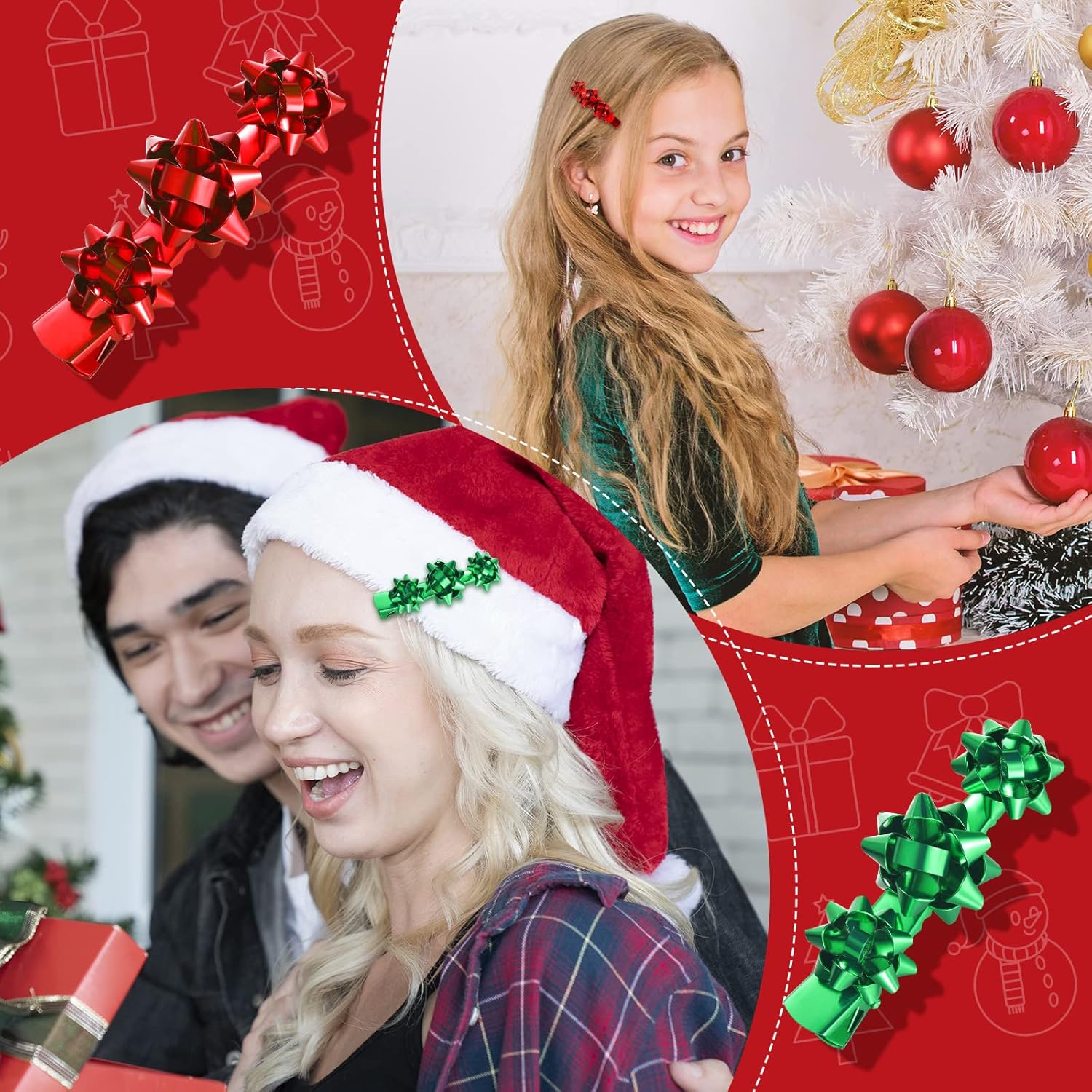 16 Peace Christmas Hair Clips for Women Rhinestone Snowflake Hair Clips Candy Cane Christmas Hair Accessories Candy Hair Accessories Alligator Xmas Bow Hair Pins Barrettes for Girls Holiday Gift - Image 7
