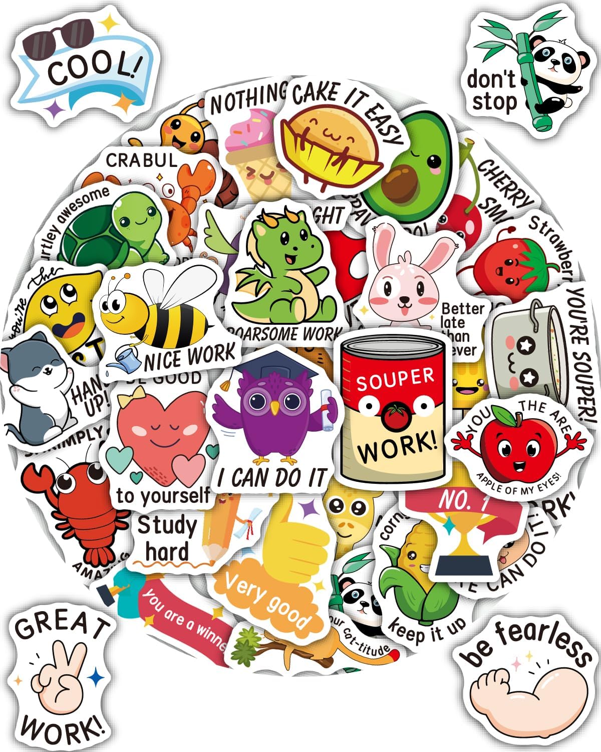 Amazon.com: FrolicVille 100 Pcs Cute Stickers for Kids: Water Bottle ...
