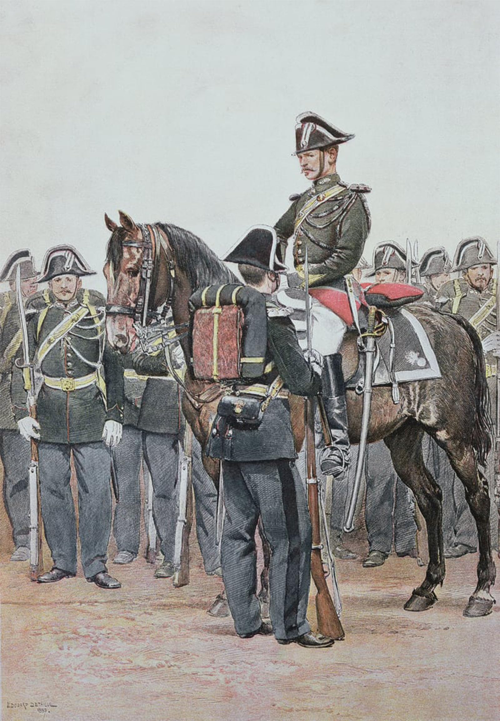 POSTERIIk Vintage Print Pop Art Landscape Artwork Gendarmerie in Full Dress Uniform by Jean Baptiste Edouard Detaille Art Prints for Office Home Decor 60x90cm