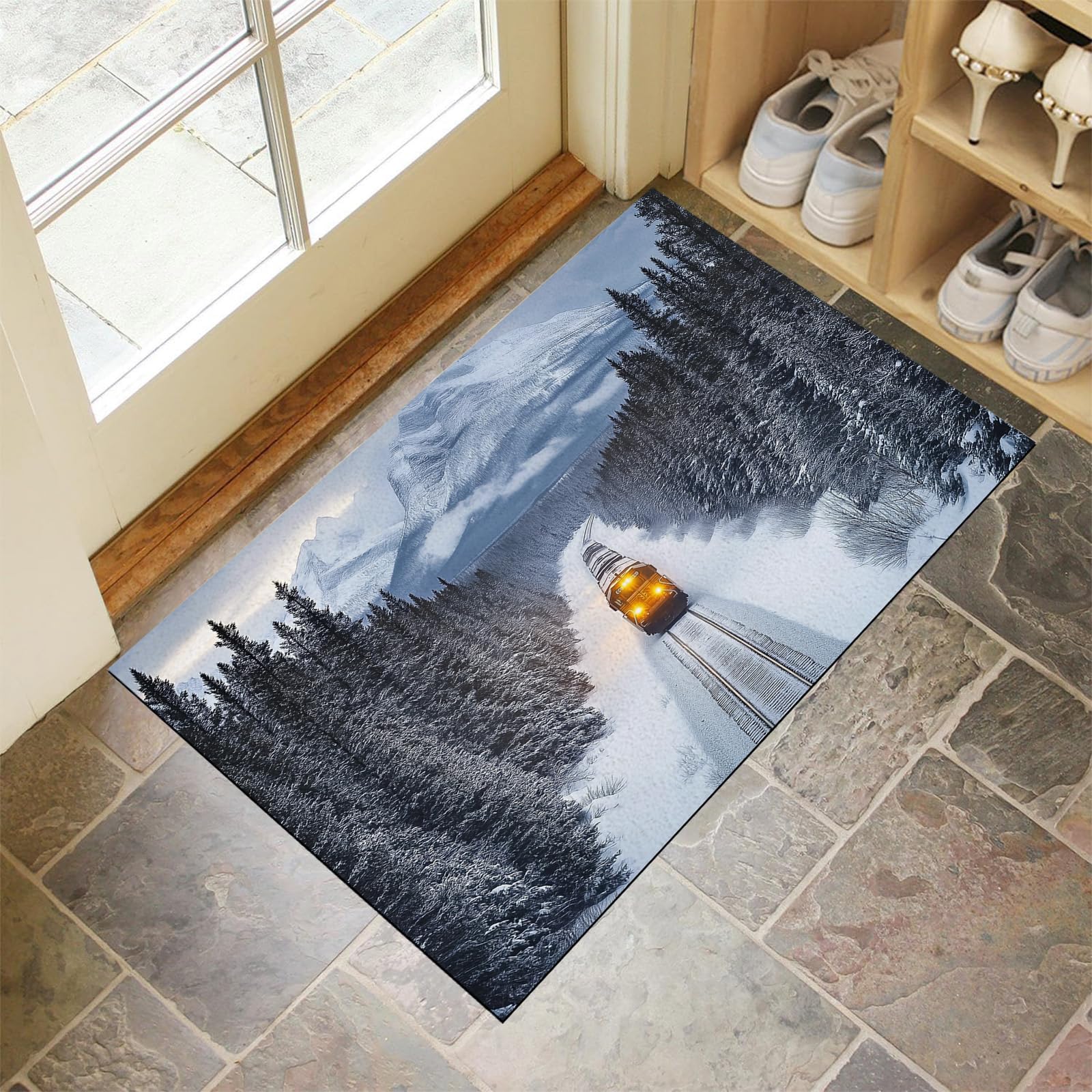 Tapis de porte antidérapant fini les sols humides paillasson extérieur lavable