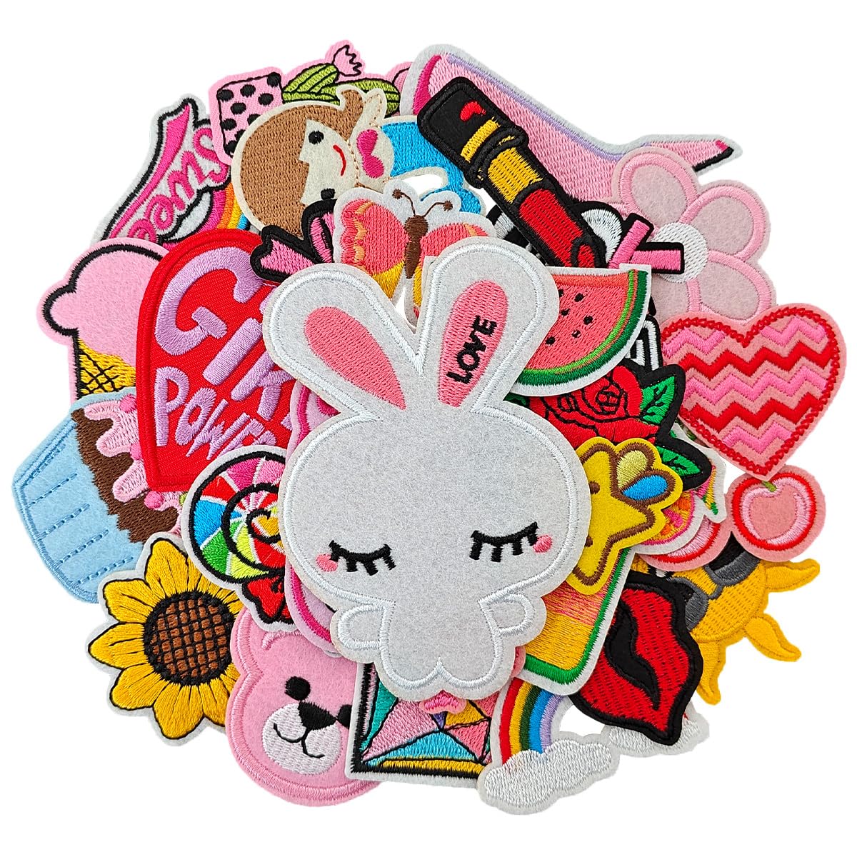 TXSN Iron on Patches for Girls, Assorted Embroidered Iron on/Sew on Decorative Applique Patches for Kids Clothing, Pants, Backpacks, Hats, Jeans