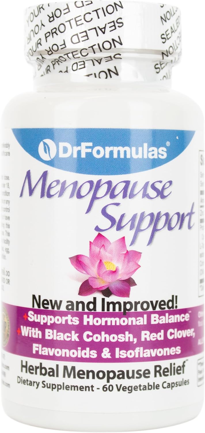 DrFormulas Menopause Supplement for Hot Flashes, Night Sweats Relief, and Support with DIM, Black Cohosh, Soy Isoflavones, and Red Clover (60 Vegetarian Capsules)