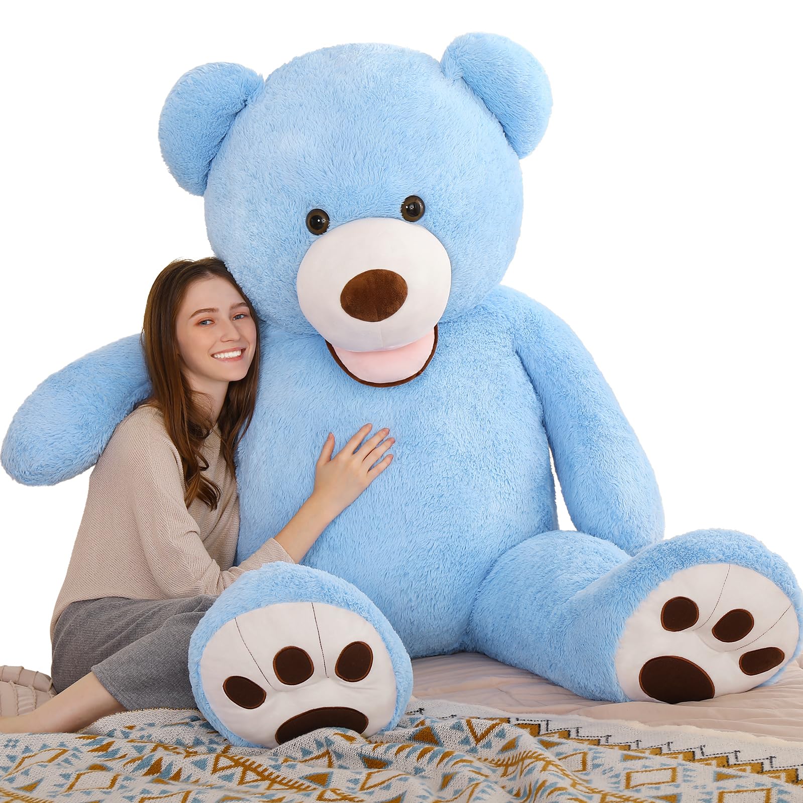 MorisMos Giant Teddy Bear Plush 5ft, Life Size Huge Blue Teddy Bears for Boyfriend, 5 Foot Large Big Stuffed Animal Gifts for Lover on Valentines, Anniversary, Birthday