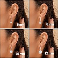 Vista 4 de PAVOI Sterling Silver Simulated Shell Pearl Earrings Leverback Dangle Studs