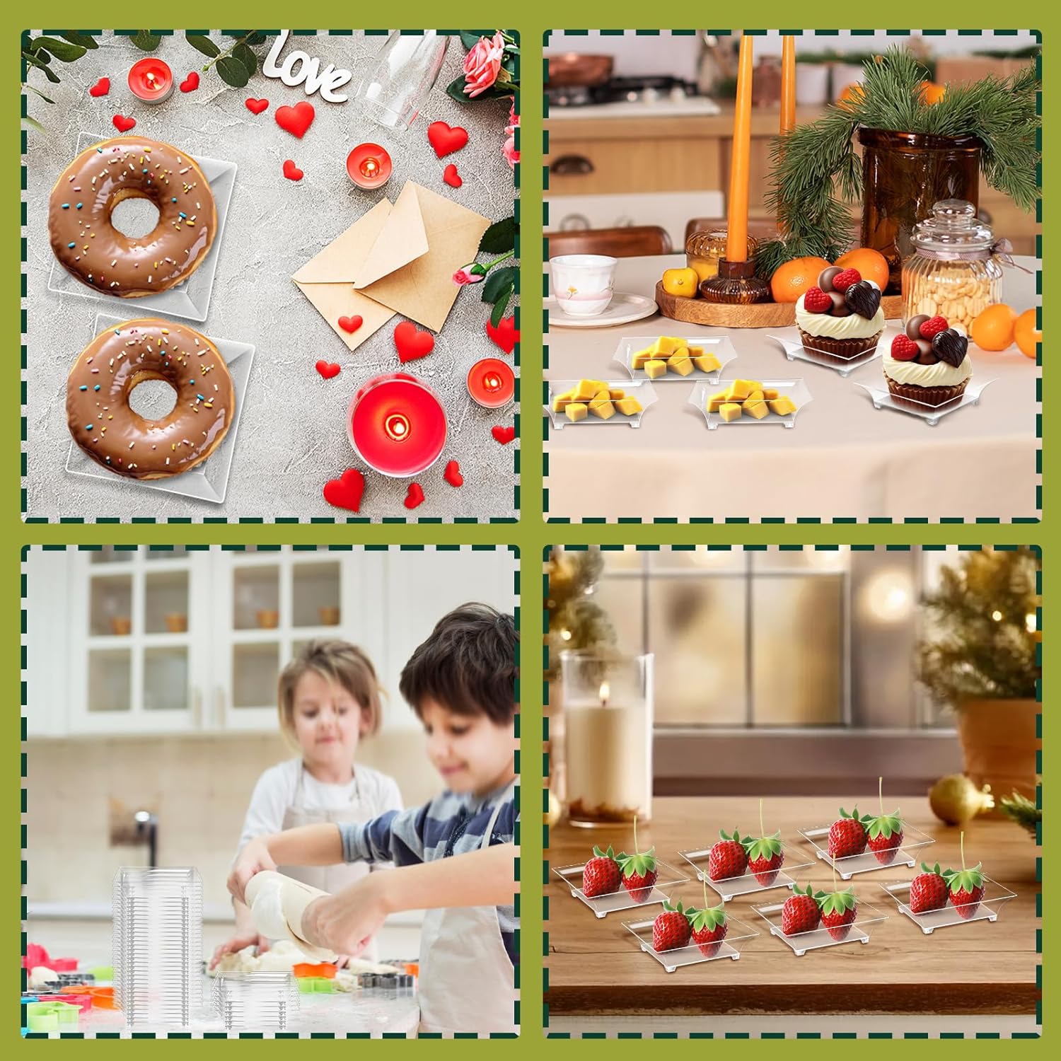 200 Pcs Mini Dessert Plates, Clear Disposable Plastic Tray, Mini Plastic Dish for Sauce, Dessert, Fruit or Appetizer(2.4'')