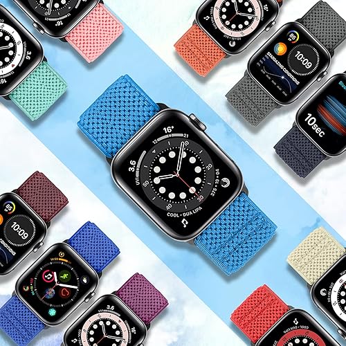 Miniatura 5 de Tiptops Paquete de 10 correas elásticas de reloj compatibles con Apple Watch de 1.496 pulgadas, 1.575 pulgadas, 1.614 pulgadas, 1.654 pulgadas,