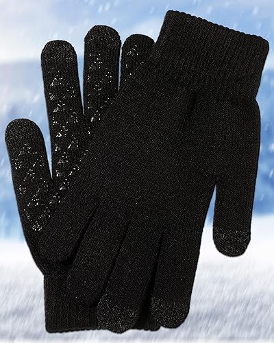 Miniatura 3 de Guantes de invierno para hombre, 4 pares de guantes cálidos con forro polar para pantalla táctil, guantes térmicos para clima frío para hombres