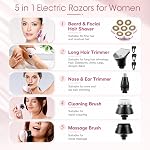 Razors électriques pour femmes, 7D Shaver électrique pour les femmes, 5-IN-1 Lady Shaver, Bikini Trimmer humide/séché pour les femmes, Enlèvement des cheveux faciaux rechargeables, Rasoirs électriques sans douleur pour femmes pour les jambes Armpit Pubic Area