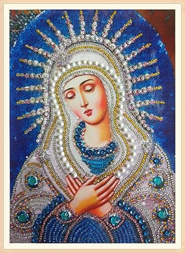 Miniatura 8 de Paquete de 2 kits de pintura de diamantes 5D virgen María, diamantes de imitación de resina de resina para decoración de pared, lienzo de 12 x 16