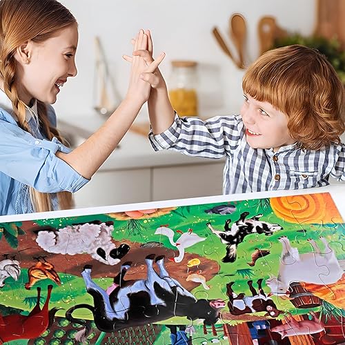 Miniatura 6 de Rompecabezas grande de suelo para niños, rompecabezas de animales de granja, rompecabezas de granero de 48 piezas para niños pequeños de 3 a 5 años,
