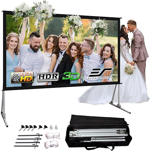 Elite Screens Yard Master 2, 120-inch Outdoor Portable Fast Folding Projector Screen w/ Stand 16:9, 8K 4K Ultra HD 3D Movie Theater Cinema REAR Projection, OMS120HR3, US Based Company 2-YEAR WARRANTY