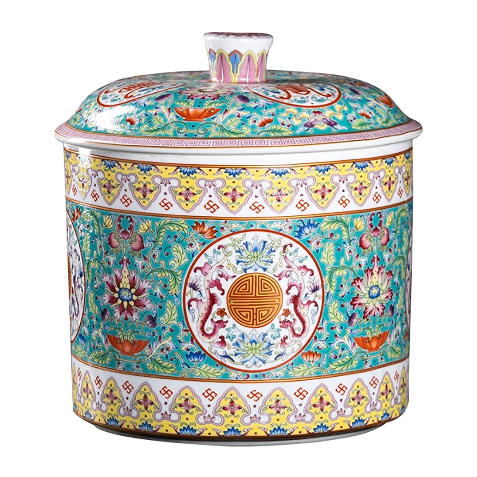 MESCXTY Ceramic Rice Storage Container Jar Bucket with Lid Grain Dispense for Flour Rice(A)
