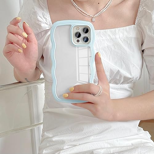 Miniatura 2 de UEEBAI Funda transparente con marco ondulado para iPhone 13 Pro Max de 6.7 pulgadas, transparente, bonito marco ondulado, ajuste delgado, a prueba