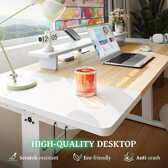 SIAGO Electric Standing Desk Adjustable - 48 x 24 Inch Sit Stand up Desk with 0.8 Inch Thick Tabletop - Adjustable Height Table with 3 Memory Preset, Cable Management for Home Office