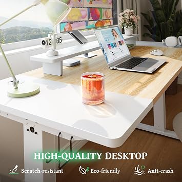 SIAGO Electric Standing Desk Adjustable - 48 x 24 Inch Sit Stand up Desk with 0.8 Inch Thick Tabletop - Adjustable Height Table with 3 Memory Preset, Cable Management for Home Office