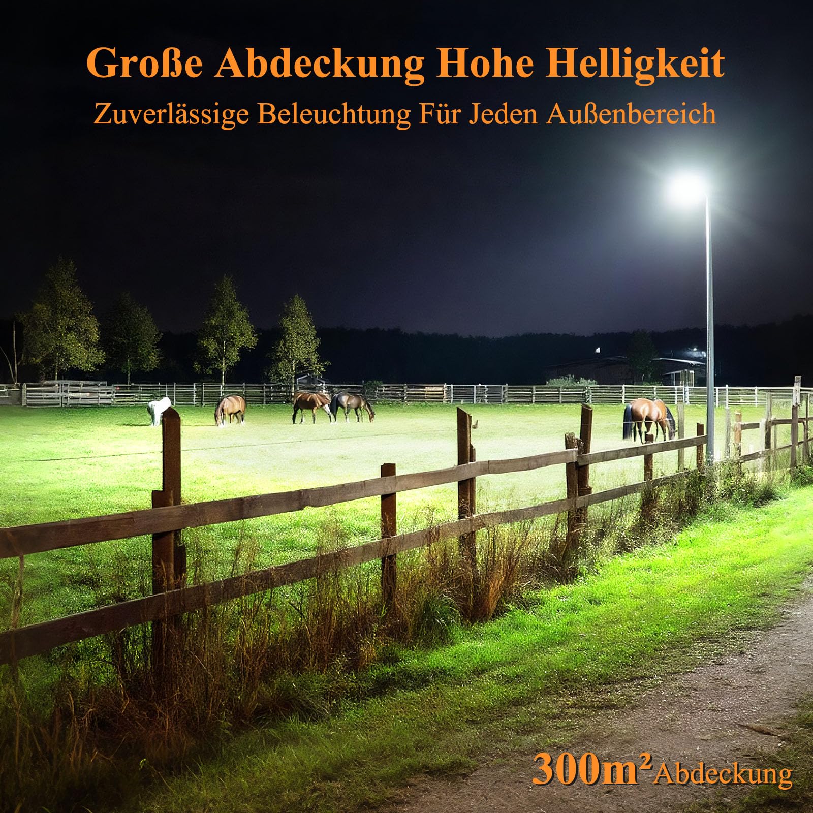 100W LED Strahler Außen, 14000LM LED-Straßenleuchte 6500K Kaltweiß Straßenlaterne Superhell Mastaufsatzleuchte IP67 Wasserdicht Flutlicht Aussen für Garten, Parkplatzbeleuchtung, Schwarz