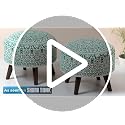 Image of nestroots Wooden Ottoman Stools for Living Room | Printed Poufes for Sitting, Foot Rest with 4 Wooden Legs | 14 Inch Height, Green | Stylish & Comfortable Furniture for Home Decor