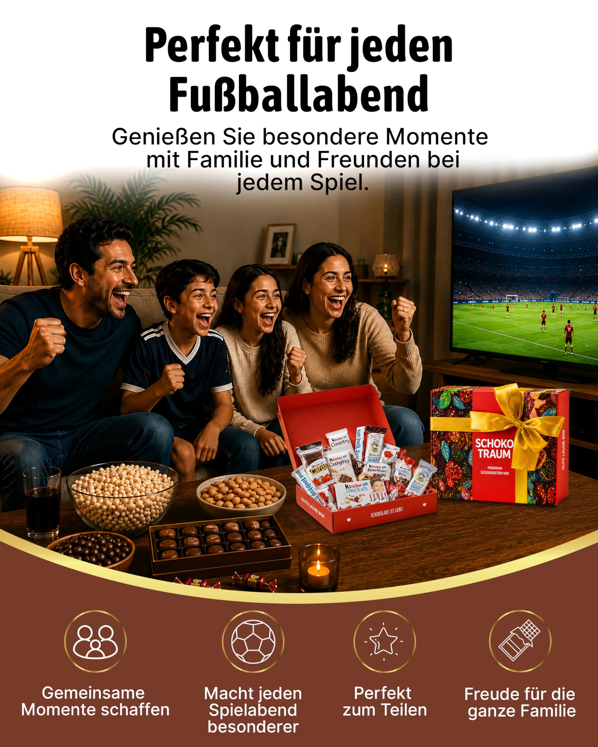 Süßigkeiten Box mit Kinderschokolade - "Schokotraum" von Candy Circle, Wunderschöne Süssigkeiten Box mit Bueno, Kinder Schokolade und Kinder Country, als Geschenk oder Naschbox