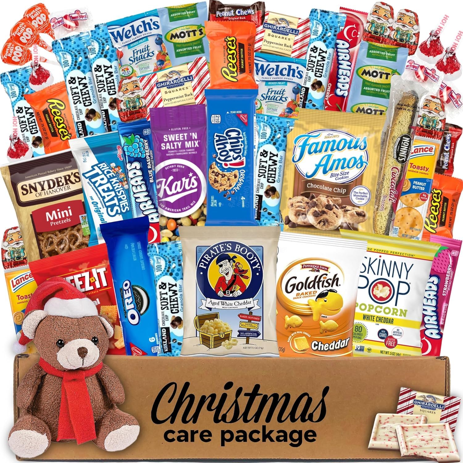 Christmas Snack Box Care Package (50ct) Candy Snacks Assortment Holiday  Stocking Stuffer Cookies Food Bars Gift Pack Box Bundle Mixed Bulk Sampler