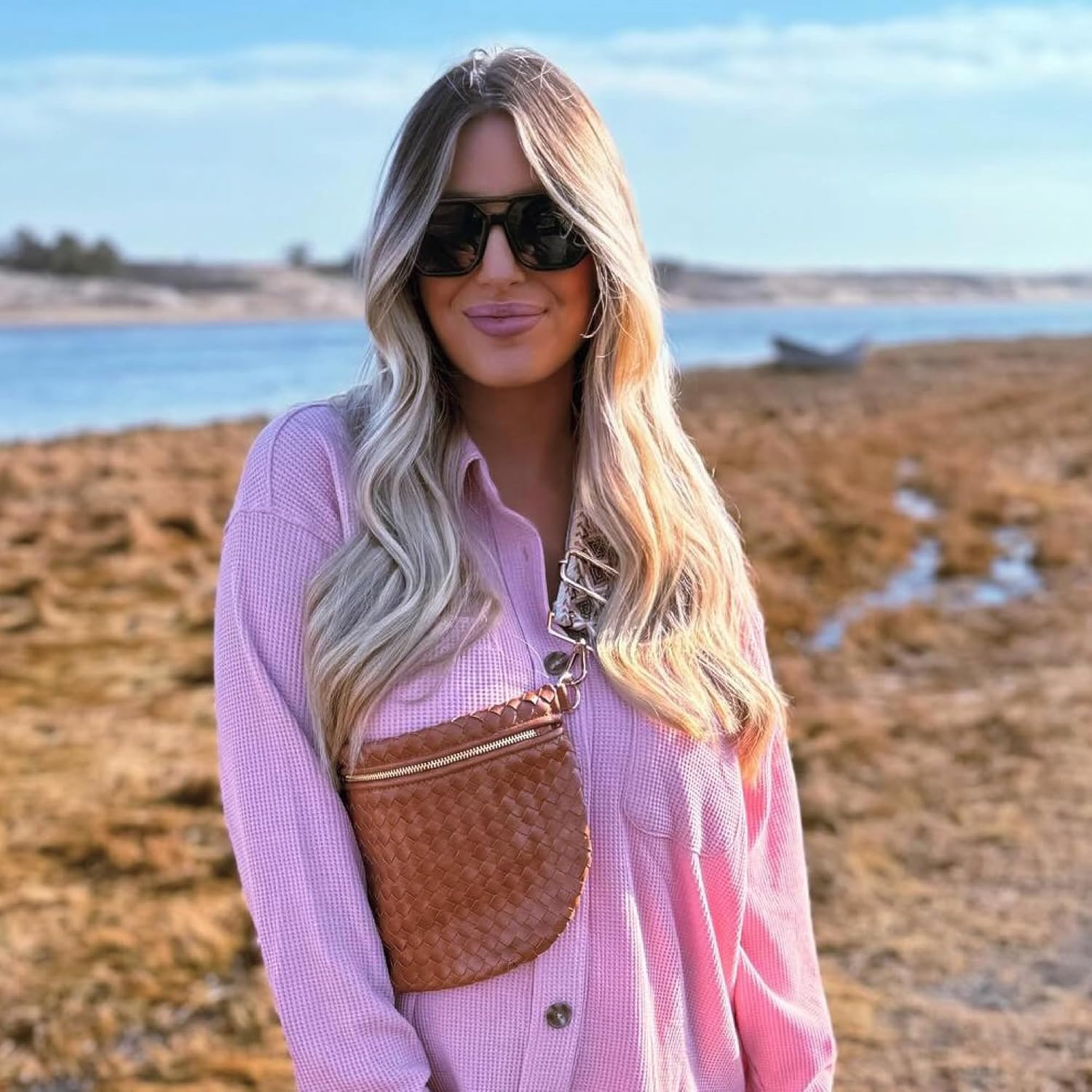 The Fiona | Woven Bum Bag | Stylish Woven Crossbody Bag | Adjustable Strap for Travel Festivals & Everyday - Image 2