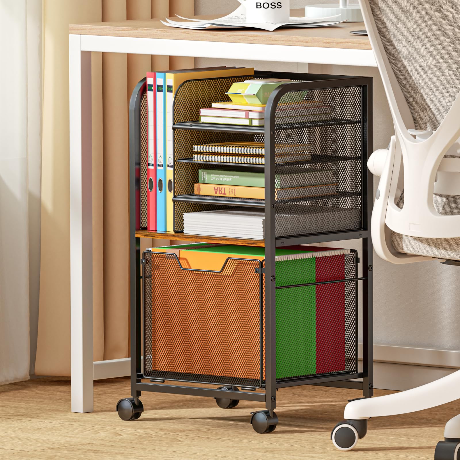 Feyejade 5-Tier Rolling File Cart Cabinet Under Desk Storage Organizer