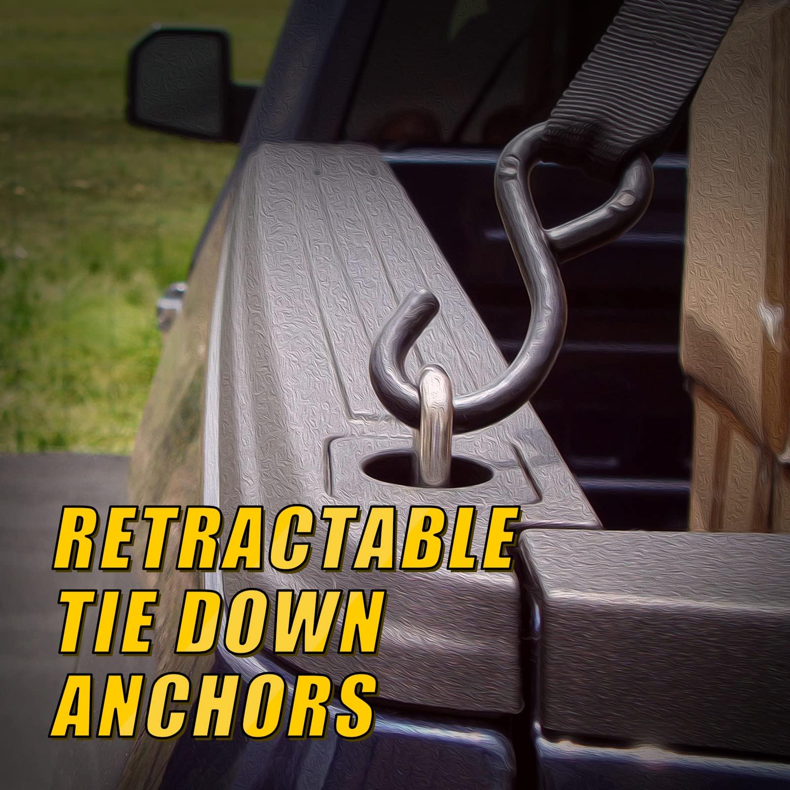 Einziehbare Spannanker für LKW-Bett-Seitenwand, kompatibel mit F150 Super Duty Silverado Sierra Ram 1995–2018 (4 Sets)
