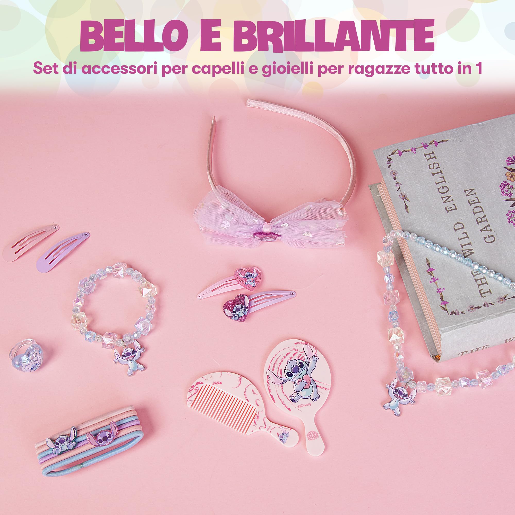 Disney - Spazzola Capelli Stitch, Bracciale e Gioielli Stitch Bambina - Collana e Accessori Stitch - Stitch Regalo Bambina