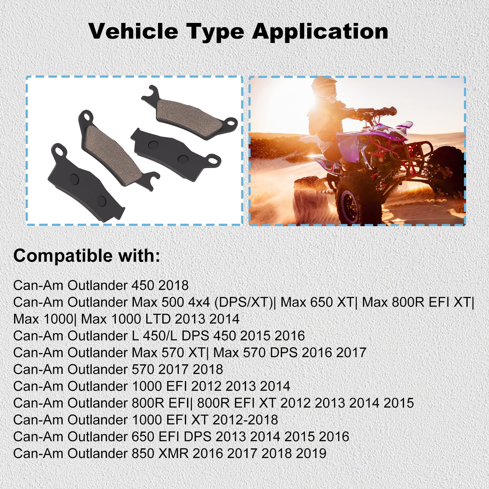 EG-Auto Front & Rear Brake Pad Set For Can-Am Outlander 450-1000 (2012-2021) – Ceramic, 6-Piece