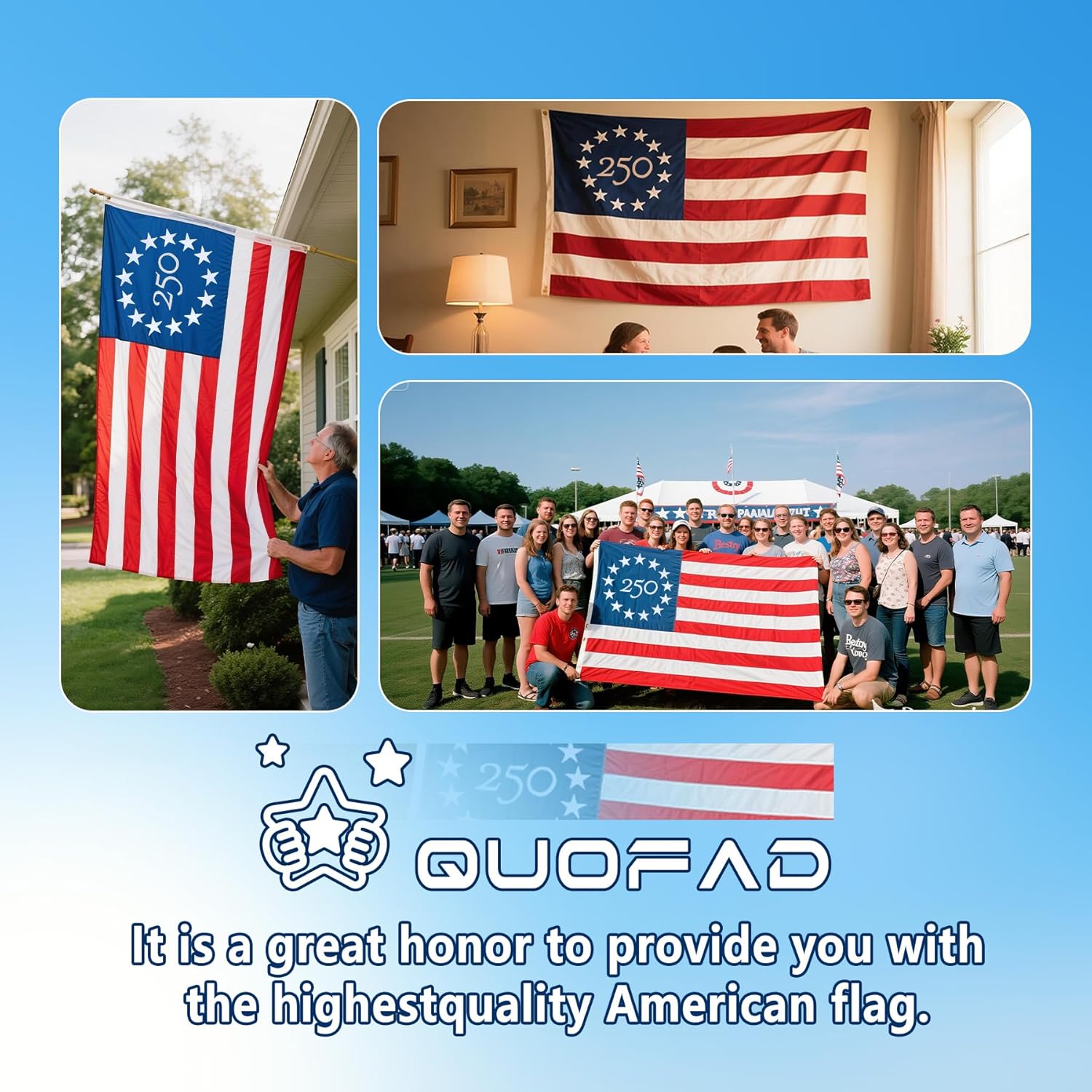 250 Year American Anniversary Flag 3x5 FT Durable 250Anniversary US Flag Made in America AmericanFlags for Outside 250TH Year Anniversary 250th Anniversary USAFlag Heavy Duty Outdoor Fade Proof - Image 4